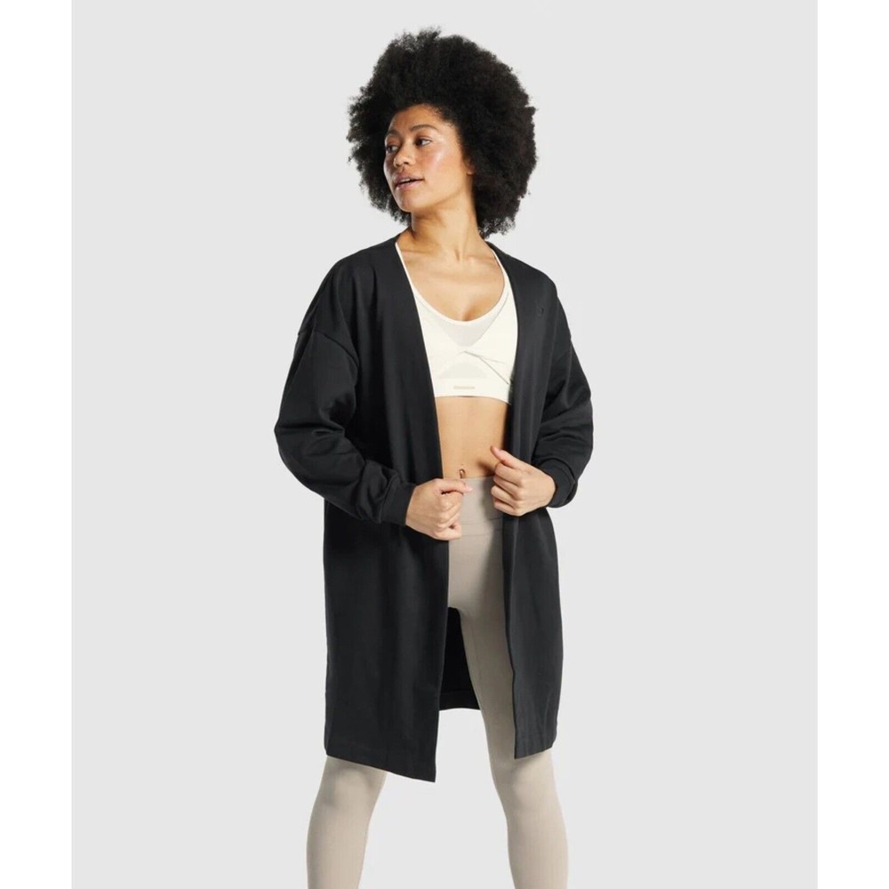 Gymshark Black Open-Front Long Cardigan